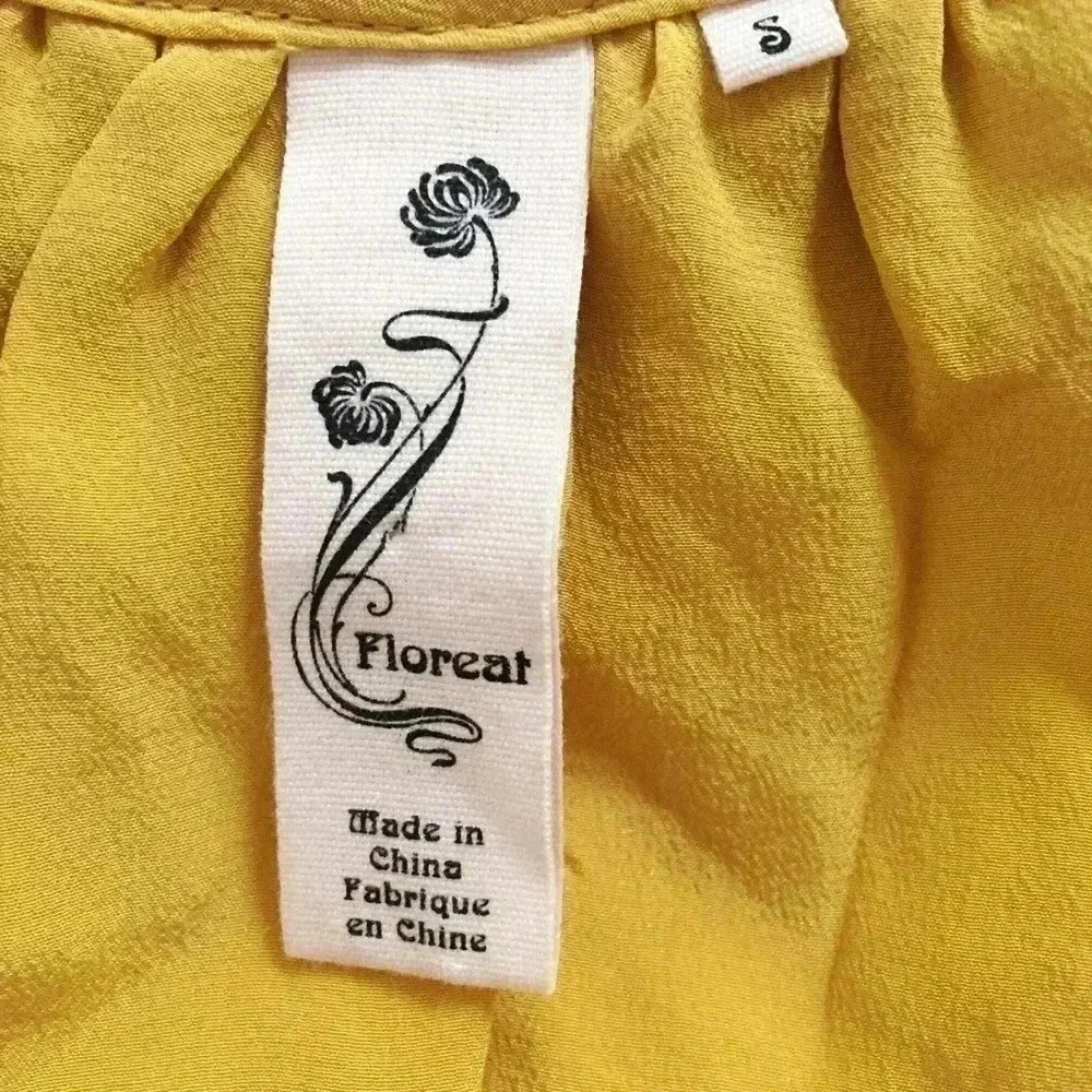 Anthropologie Floreat Mustard Yellow Silk Dress - Picture 5 of 6